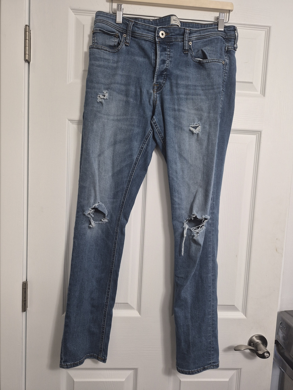 Jack and Jones Slim Distressed Light Blue Jeans